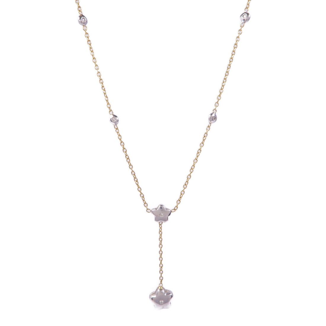 Diamond Necklace in 18K Yellow and White Gold by JEWELRY: Diamond Necklace in 18K Yellow and White Gold by JEWELRY This exquisite necklace features a stunning design crafted from 18K white gold, elegantly complemented by a gold frame. It showcases a brillian