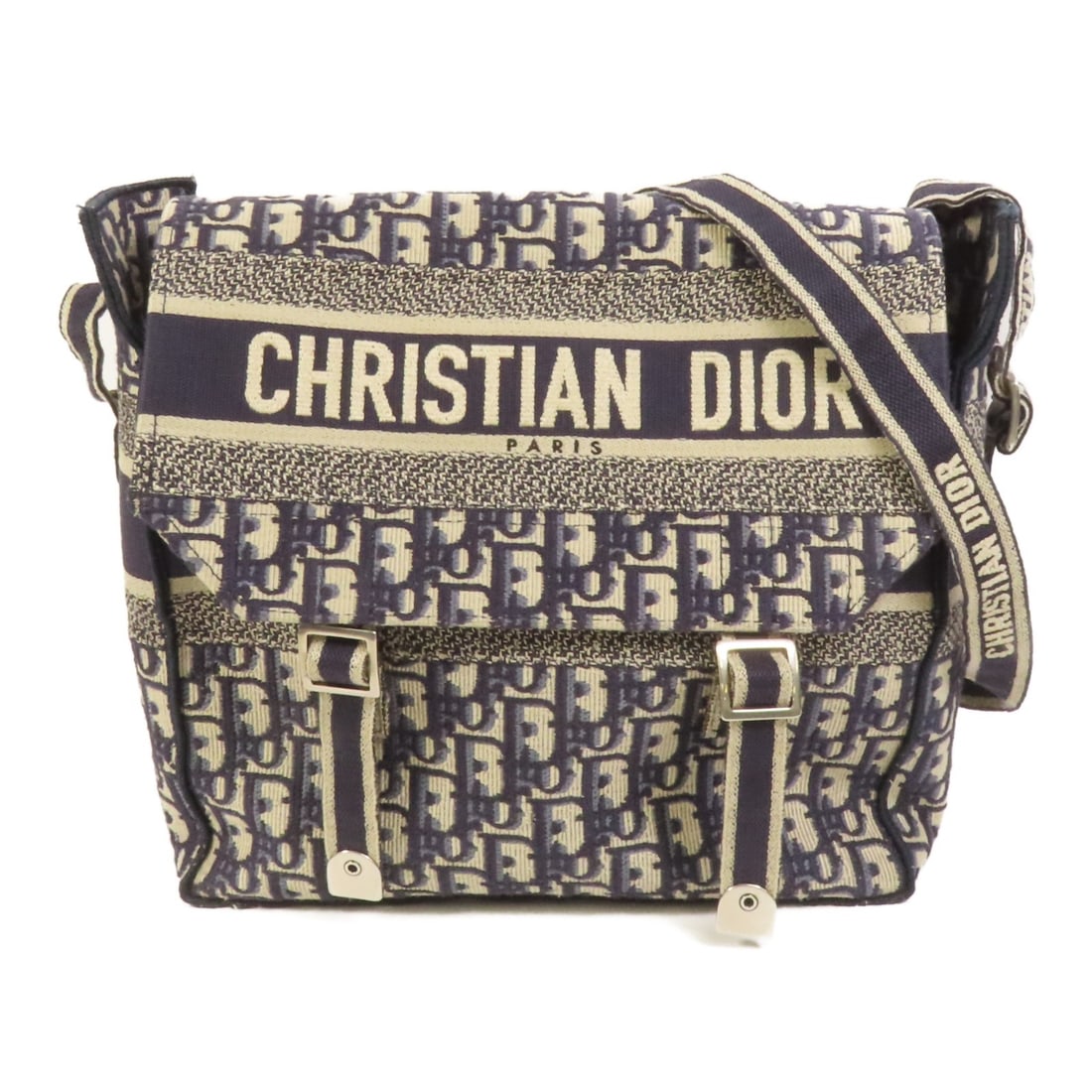 Medium Diorcamp Canvas Shoulder Bag by Christian Dior Blue and Beige: Medium Diorcamp Canvas Shoulder Bag by Christian Dior Blue and Beige This Christian Dior Medium Diorcamp shoulder bag features durable blue and beige canvas construction. Designed in a classic shoulde