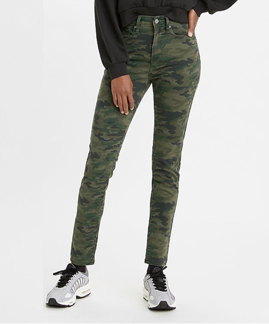 Levi's Andie 721 Green Camo High-Rise Skinny Jeans Women's Size 34 (1 of 2)