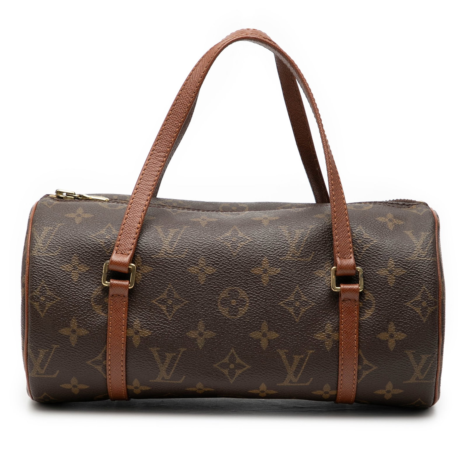 Louis Vuitton Papillon 26 Monogram Canvas Brown Handbag with Leather Trim: Louis Vuitton Papillon 26 Monogram Canvas Brown Handbag with Leather Trim The Louis Vuitton Monogram Papillon 26 features the iconic monogram canvas body with leather trim and flat leather handles. It