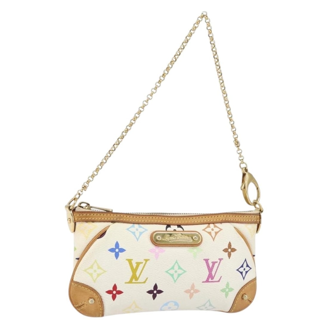 LOUIS VUITTON Multicolor Pochette Mira MM Accessory Pouch White M60096 Auth (1 of 18)