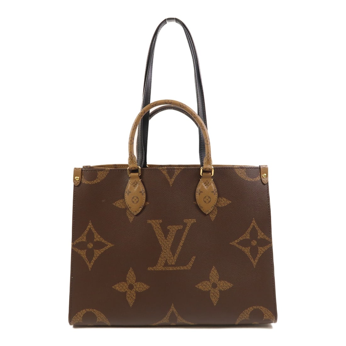 Louis Vuitton OnTheGo MM Brown Monogram Reverse Shoulder Bag M45039: Louis Vuitton OnTheGo MM Brown Monogram Reverse Shoulder Bag M45039 This Louis Vuitton OnTheGo MM is a versatile 2-way shoulder bag crafted from brown PVC coated canvas with the iconic Monogram Revers