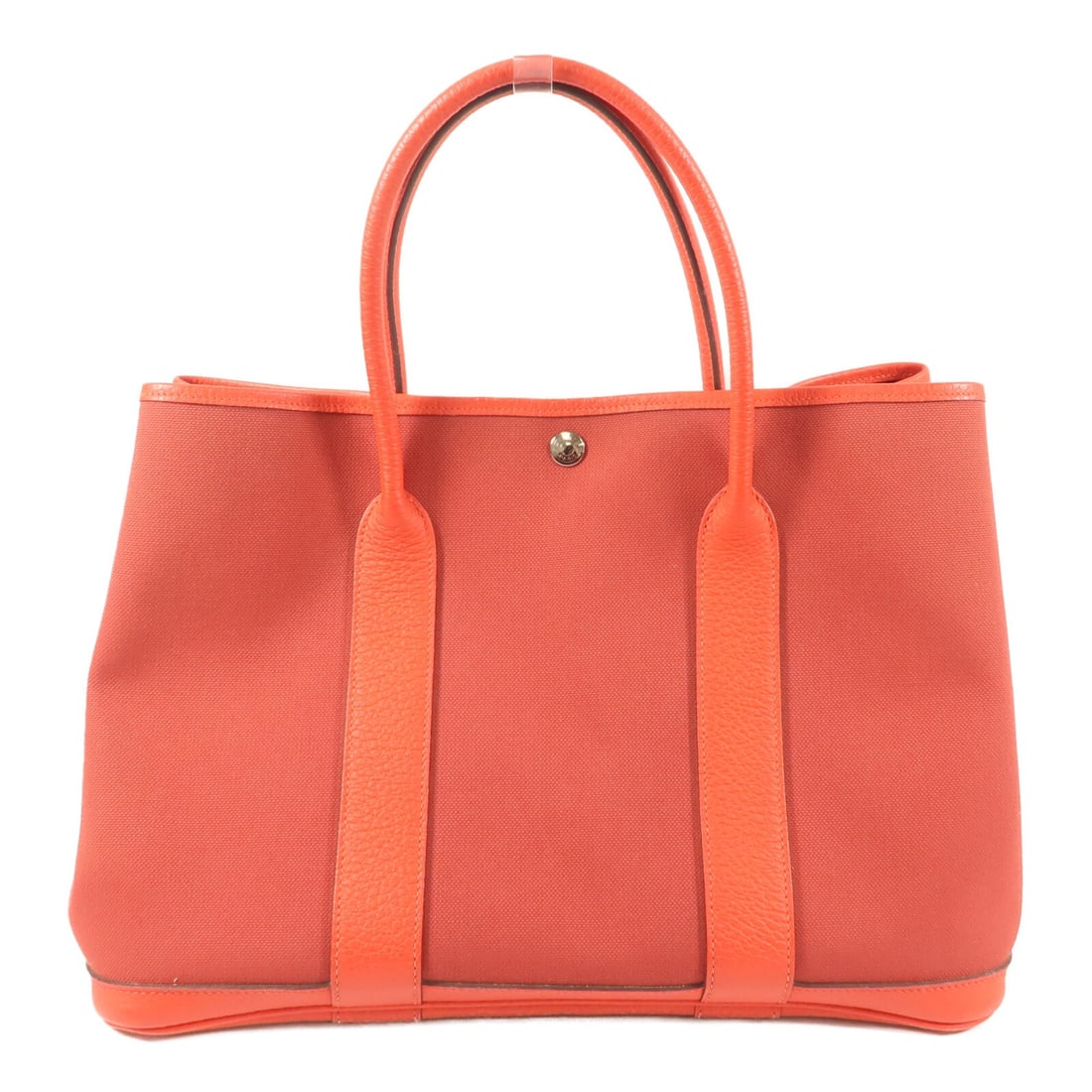 Hermes GardenParty PM Red Canvas Tote with Palladium Hardware (1 of 13)