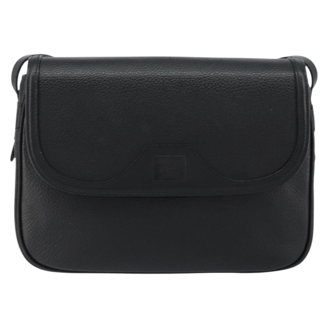 Burberry Leather Black Flap Shoulder Bag 26cm by 18cm by 7cm: Burberry Leather Black Flap Shoulder Bag 26cm by 18cm by 7cm This pre-owned Burberry flap shoulder bag for women features black leather construction with the signature Nova Check pattern. It shows sig
