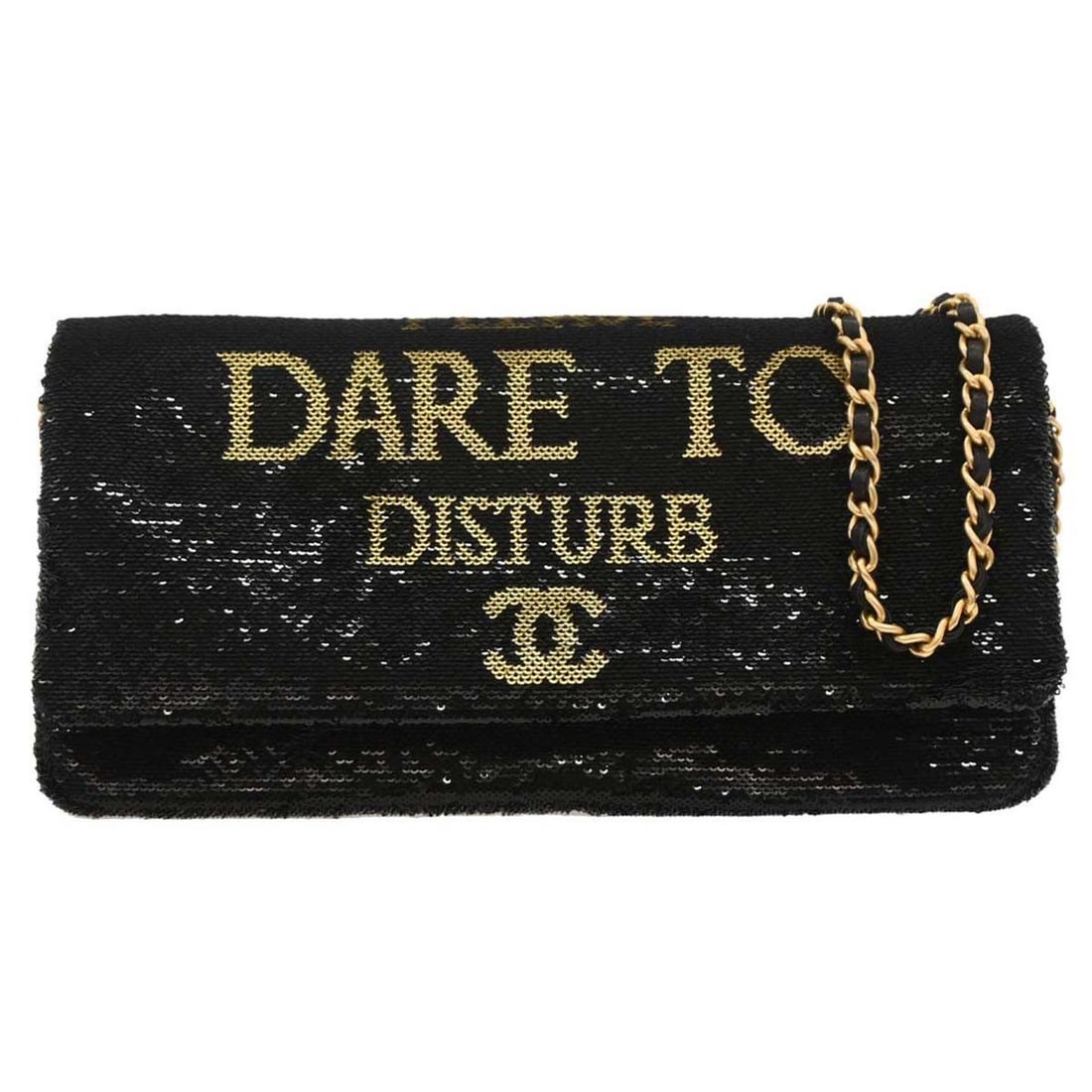 Chanel Black Sequins Leather Shoulder Bag with Chain Strap (1 of 10)