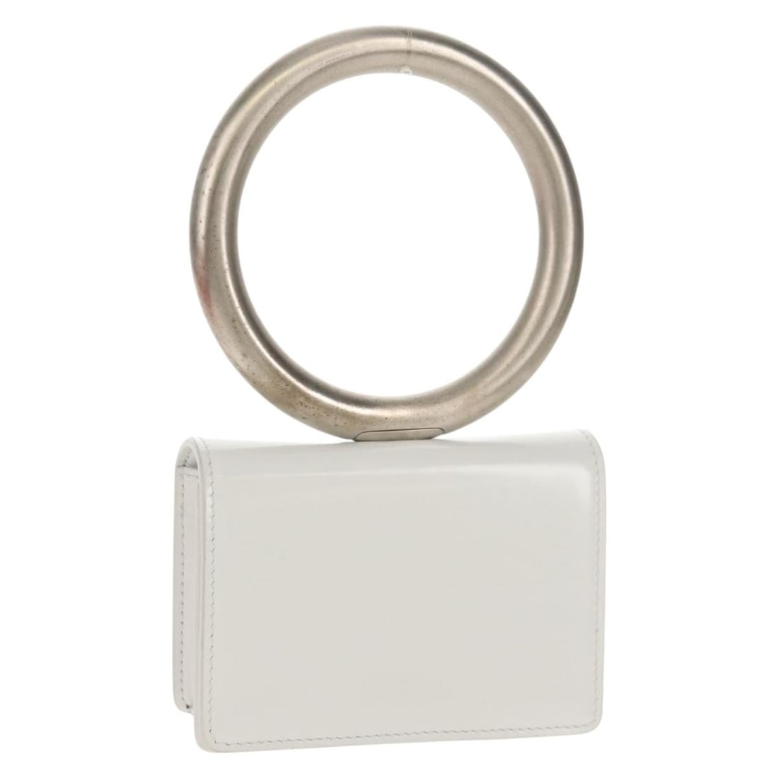 Salvatore Ferragamo White Silver Leather Pouch Auth Italy (1 of 18)