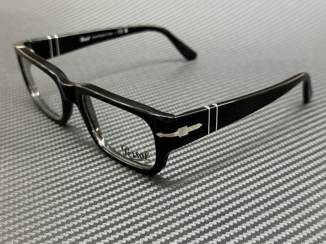 Persol PO3347V 95 Shiny Black Eyeglasses with Accessories: Persol PO3347V 95 Shiny Black Eyeglasses with Accessories Elevate your eyewear collection with these Persol PO3347V 95 eyeglasses. Featuring a sleek shiny black frame, these glasses are designed for b