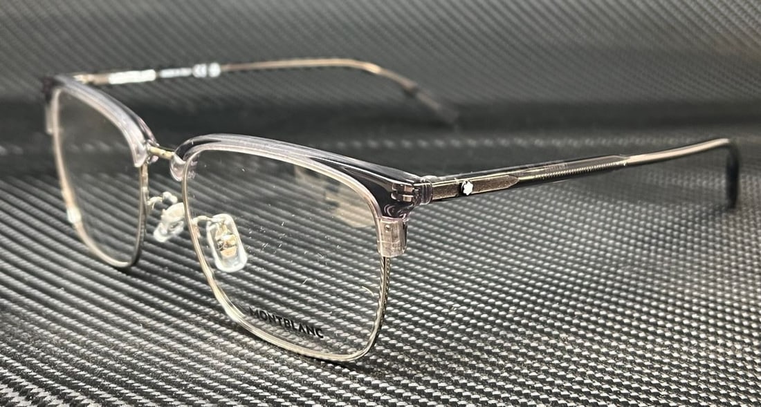 Mont Blanc MB0199OA 008 Grey Transparent Eyeglasses with Authenticity (1 of 4)