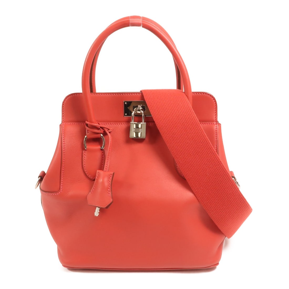Hermes Toolbox 20 Red Veau Swift Leather Shoulder Bag Palladium Hardware (1 of 16)