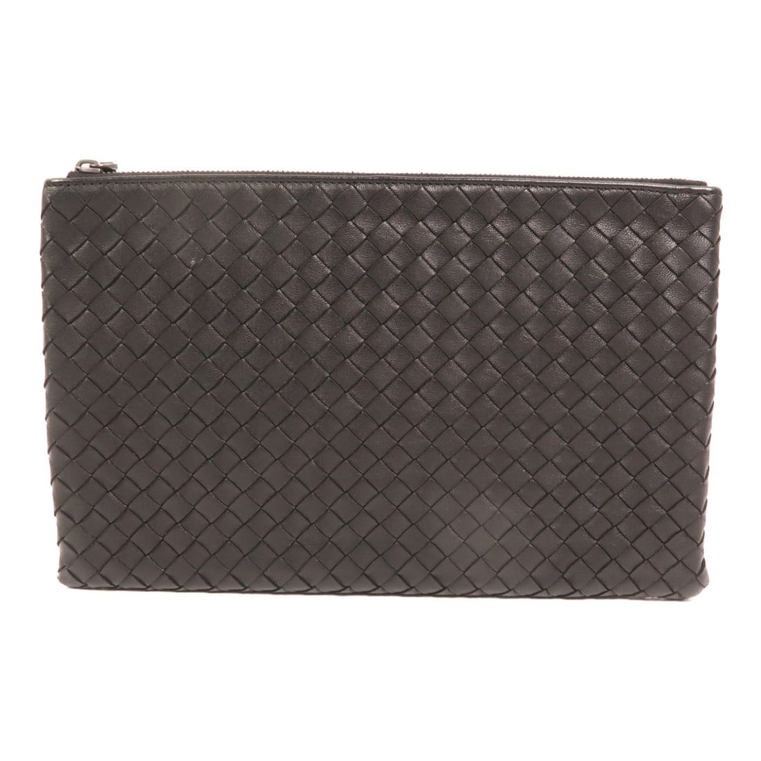 Bottega Veneta Black Calfskin Leather Pouch Clutch with Silver Hardware (1 of 14)