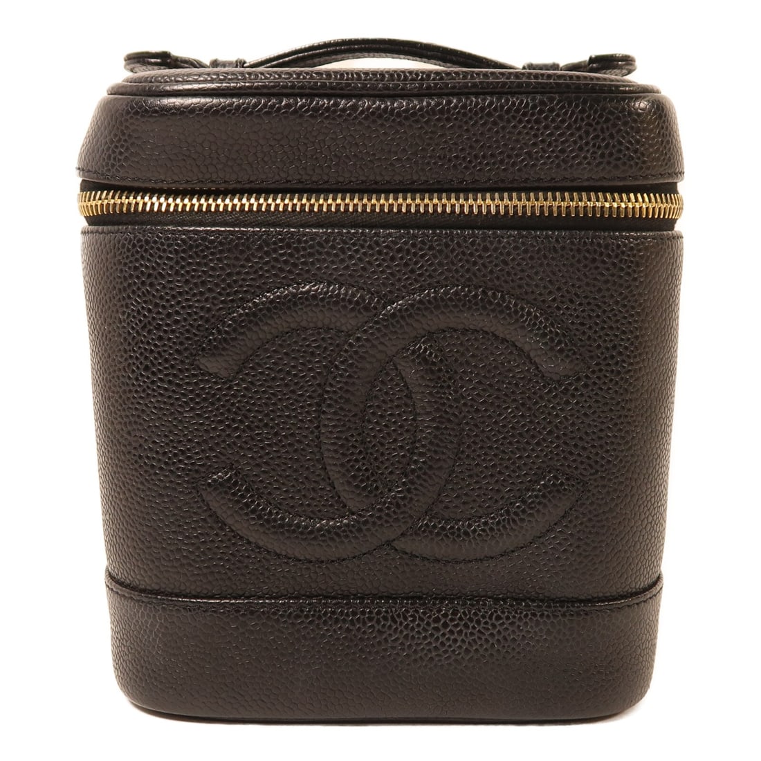 Black Calfskin Leather Vanity Case Handbag by CHANEL with CC and Gold Hardware (1 of 15)