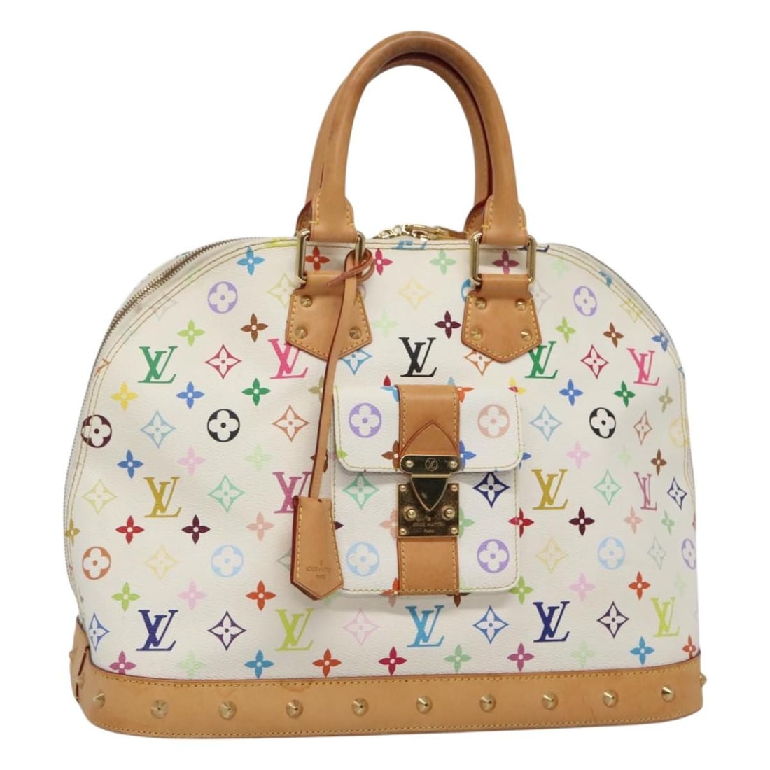 Louis Vuitton Alma GM White Multicolor Monogram Canvas Handbag with Accessories (1 of 18)