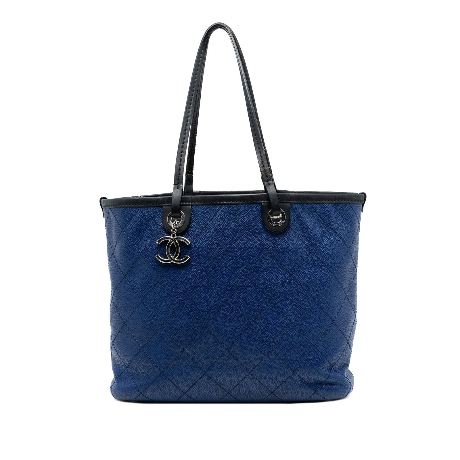 Blue Chanel Caviar Leather Shopping Fever Tote Bag with Quilted Design (1 of 7)