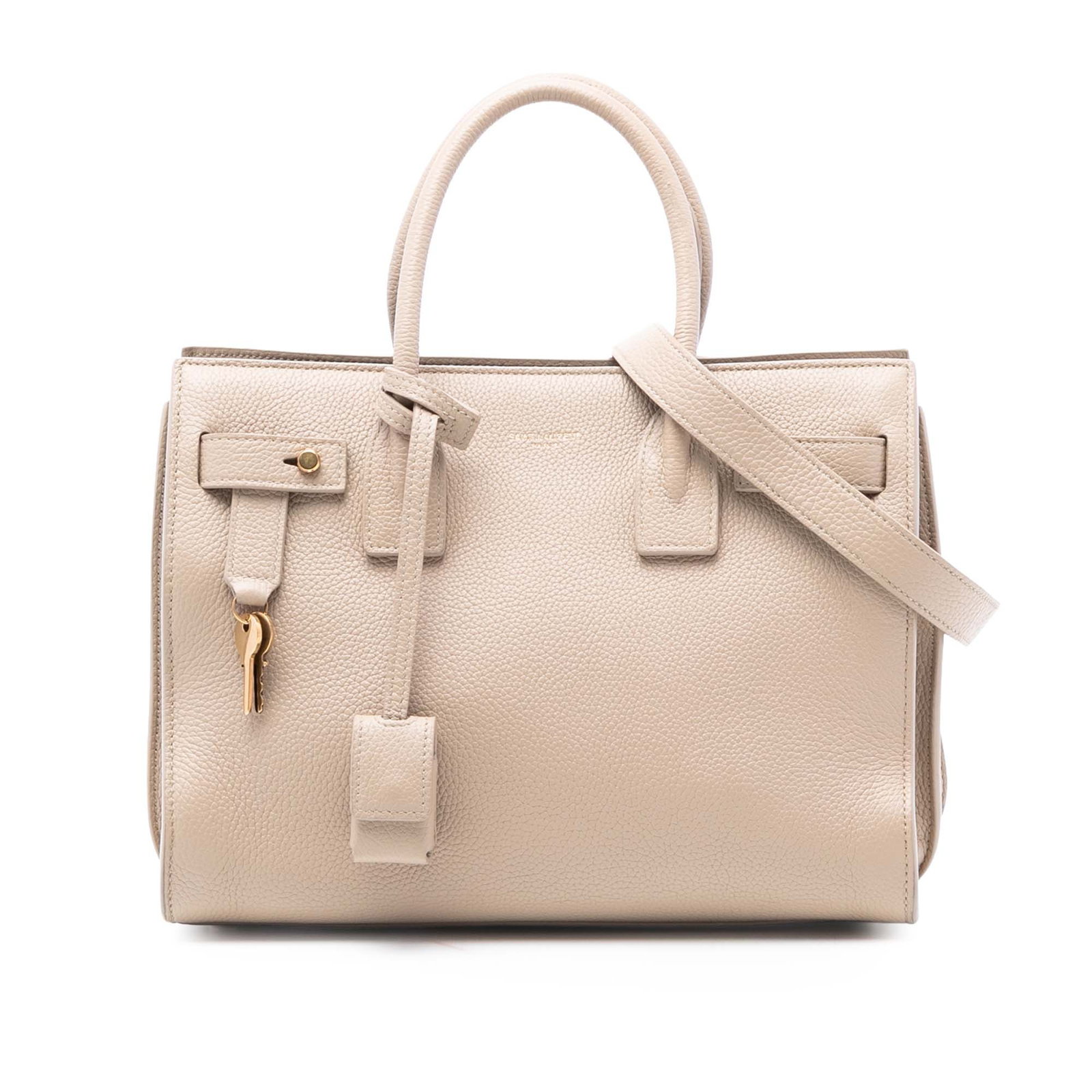 Saint Laurent Sac de Jour Baby Beige Leather Satchel with Strap (1 of 7)