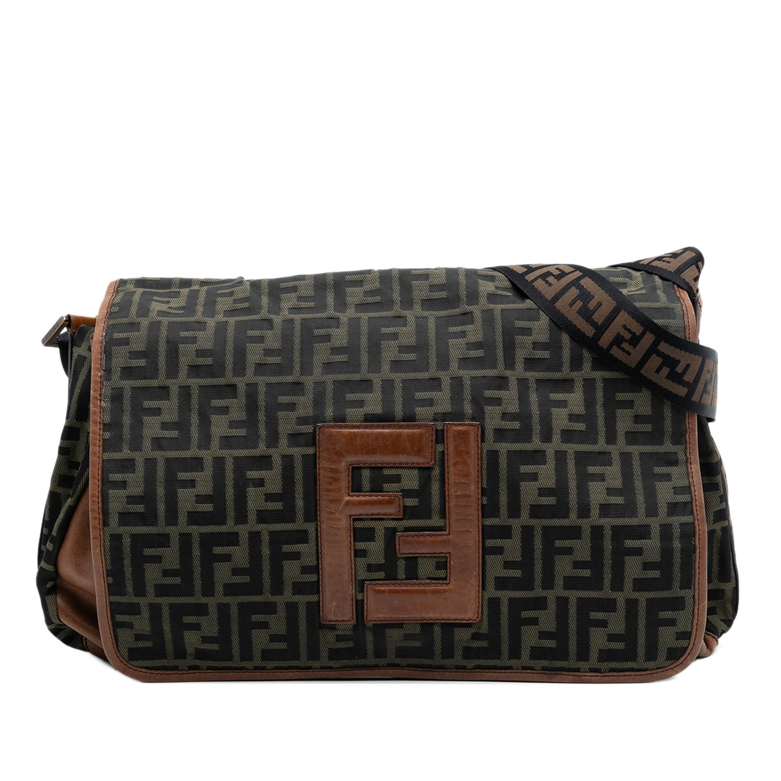 Fendi Zucca FF Canvas Crossbody Messenger with Leather Trim (1 of 7)