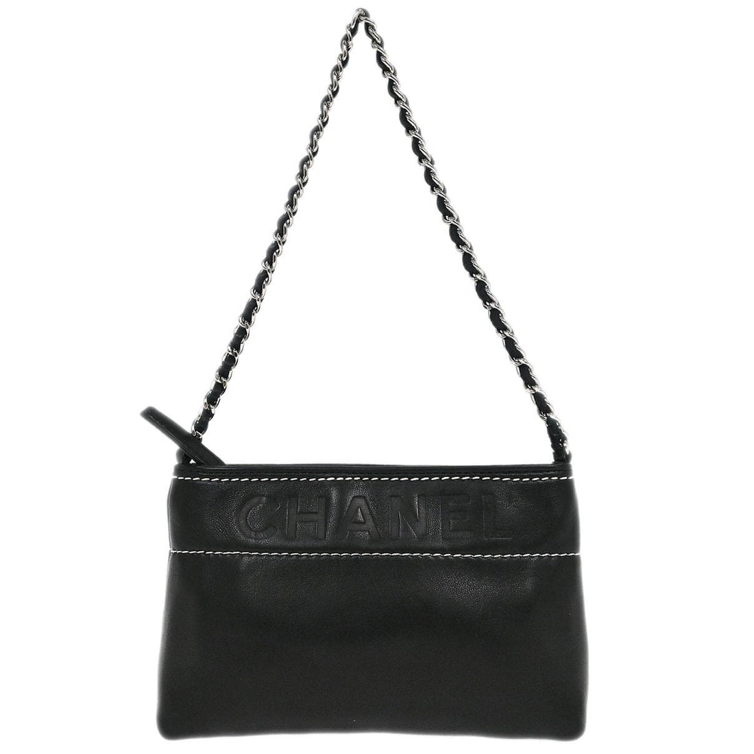 Chanel Black Lambskin Top Handle Pouch Handbag (1 of 10)