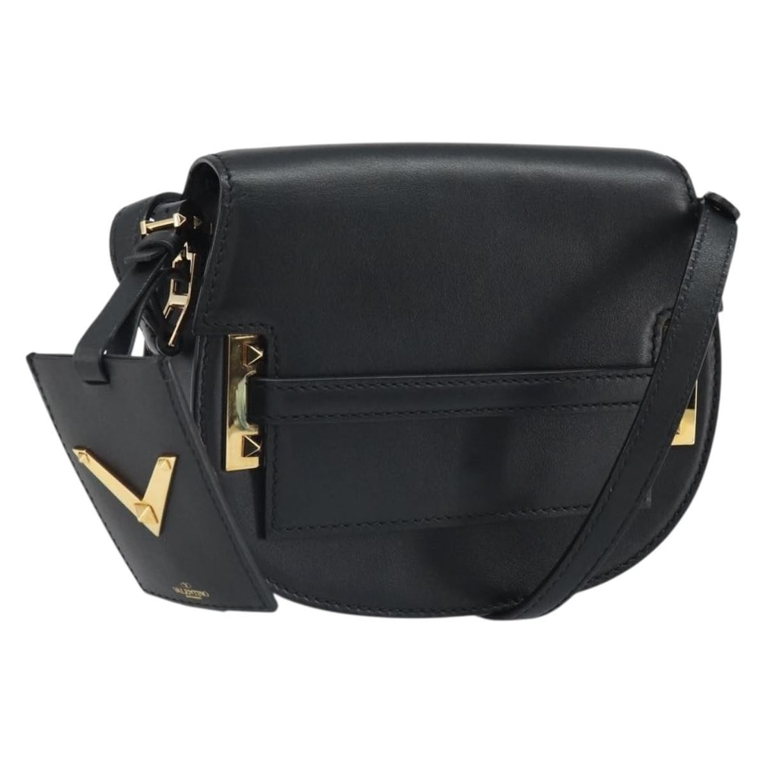 Valentino Black Leather Shoulder Bag with Gold Accents and Dust Bag (1 of 18)