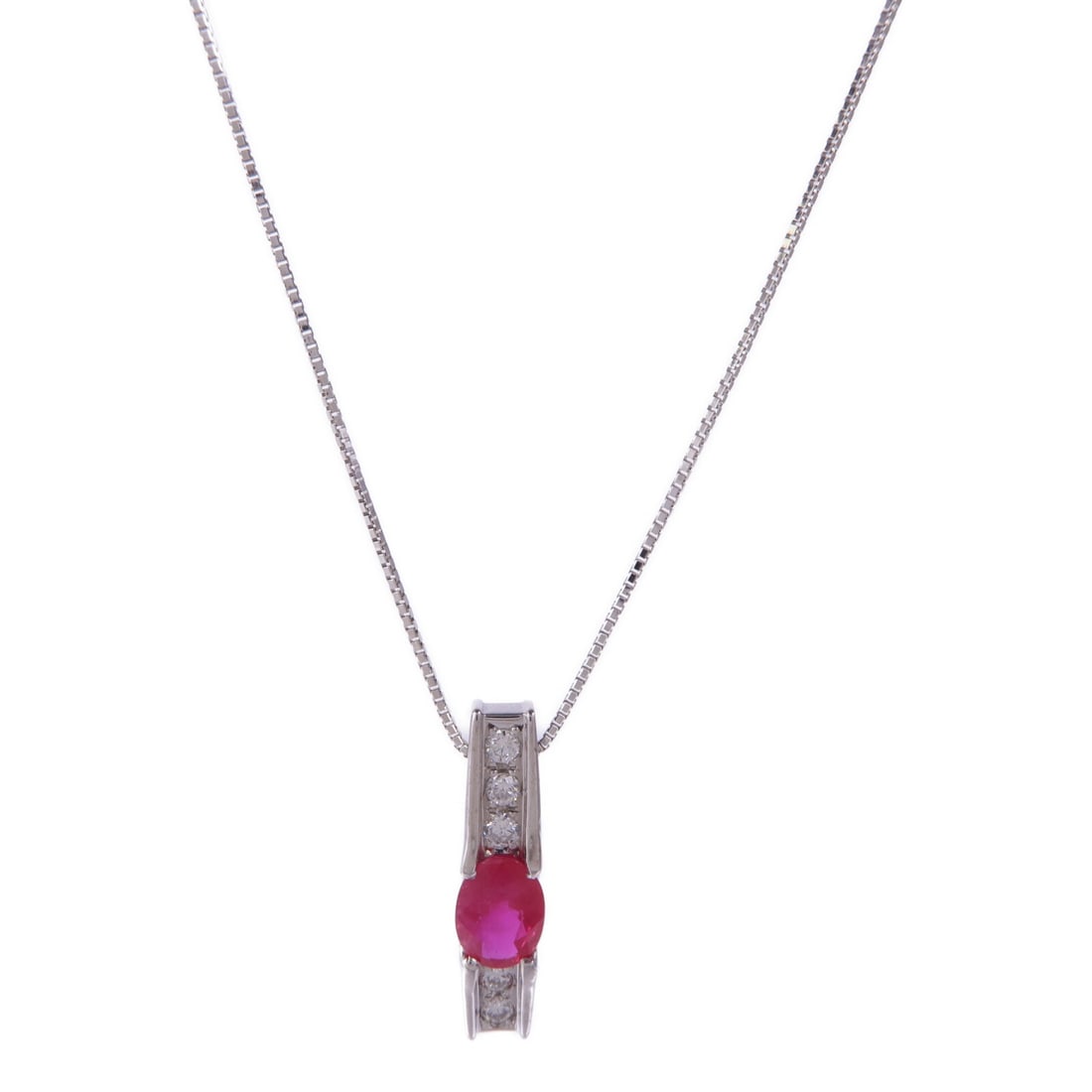 JEWELRY Ruby Diamond Necklace in 18K White Gold (1 of 9)