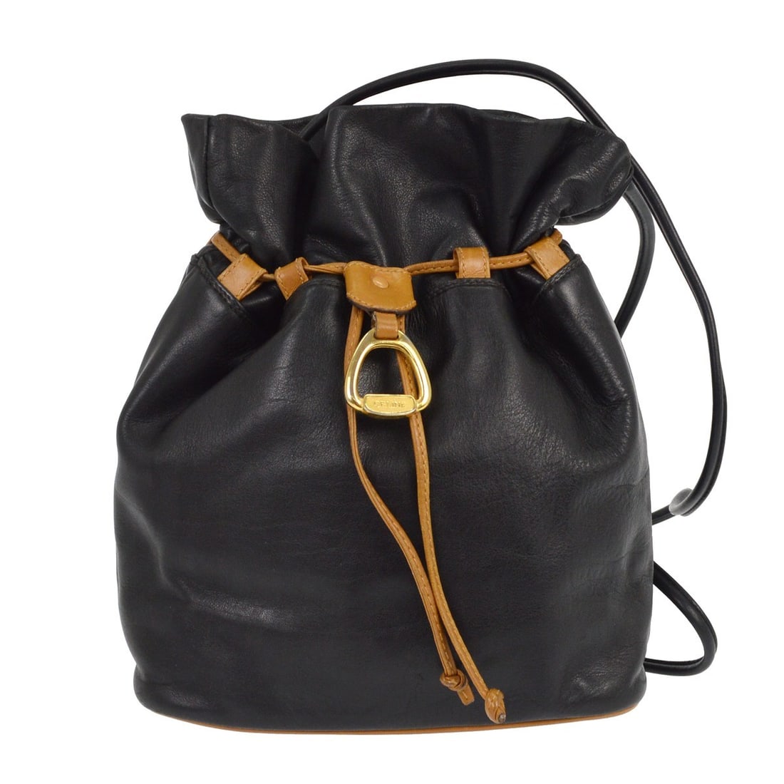 Celine M07 Black Leather Medium Bucket Drawstring Shoulder Bag (1 of 7)