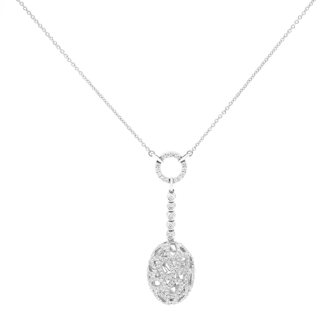 Piero Milano 18k White Gold Diamond Drop Pendant Necklace 1.33cttw (1 of 7)