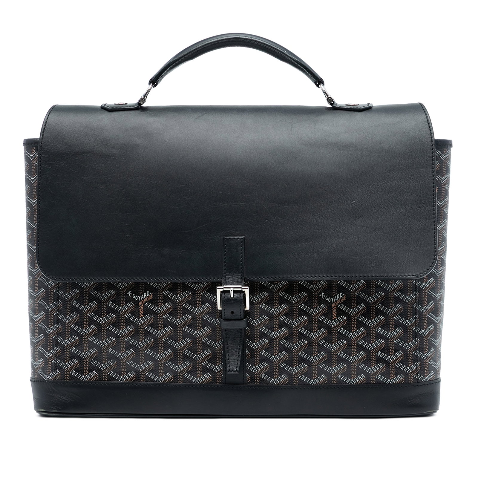 Goyard Goyardine Citadin PM Black Canvas and Leather Handbag France: Goyard Goyardine Citadin PM Black Canvas and Leather Handbag France The Goyardine Citadin PM is a sophisticated bag featuring a coated canvas body with leather trim, a flat leather top handle, front f