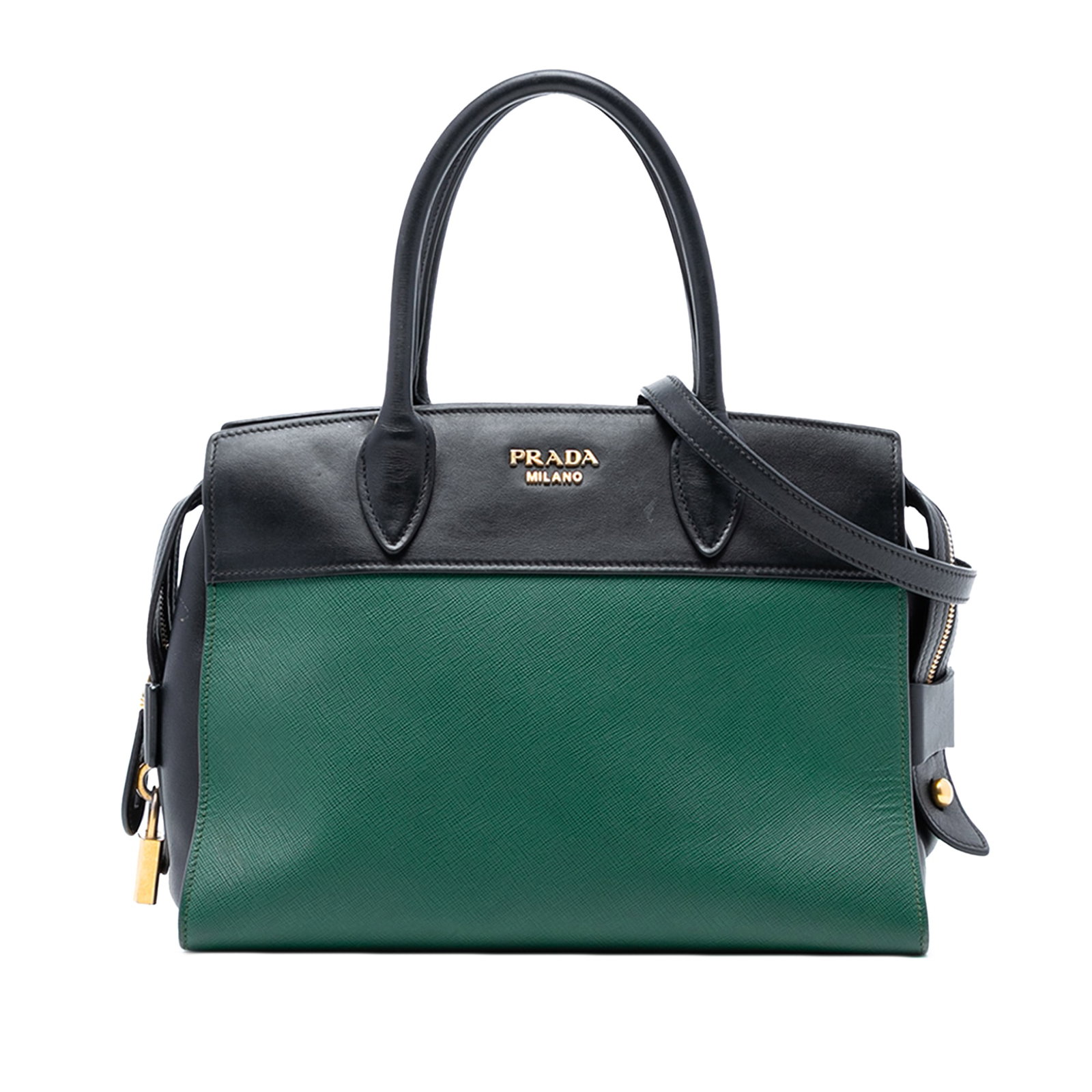 Prada Esplanade Green Leather Satchel with Detachable Strap (1 of 6)