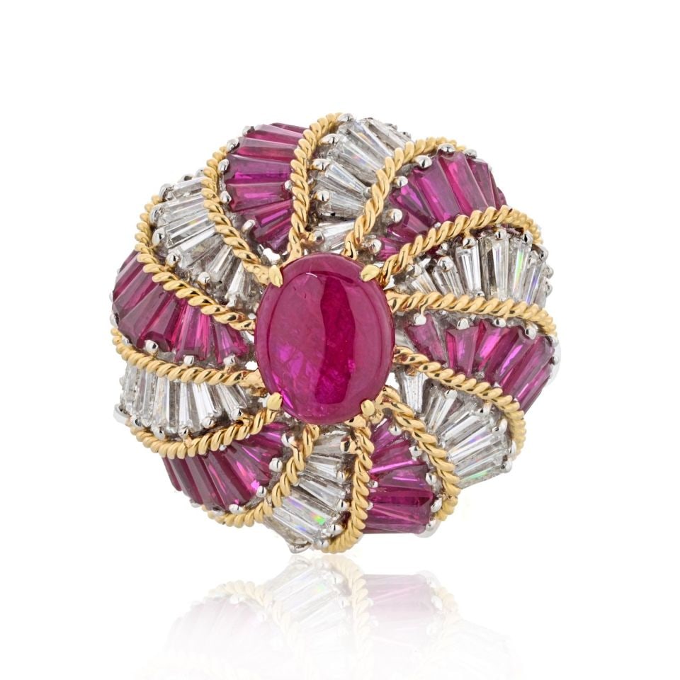 David Webb Estate Ring Platinum 18K Gold Ruby Diamond 4.50ct (1 of 6)