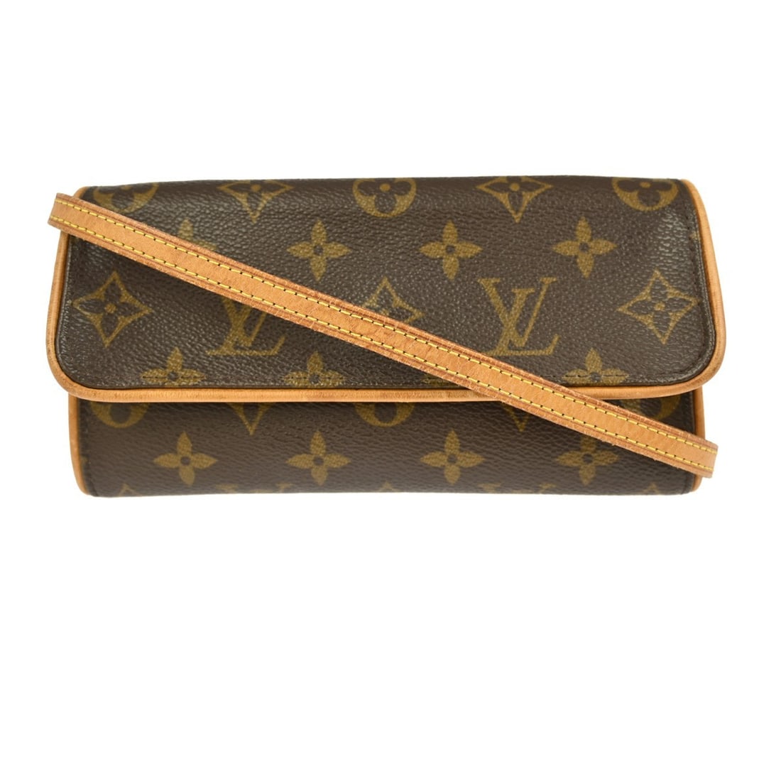 Louis Vuitton Monogram Pochette Twin PM Shoulder Bag M51854: Louis Vuitton Monogram Pochette Twin PM Shoulder Bag M51854 This Louis Vuitton Pochette Twin PM Shoulder Bag is a stylish accessory crafted from durable monogram canvas leather. The bag features a cla