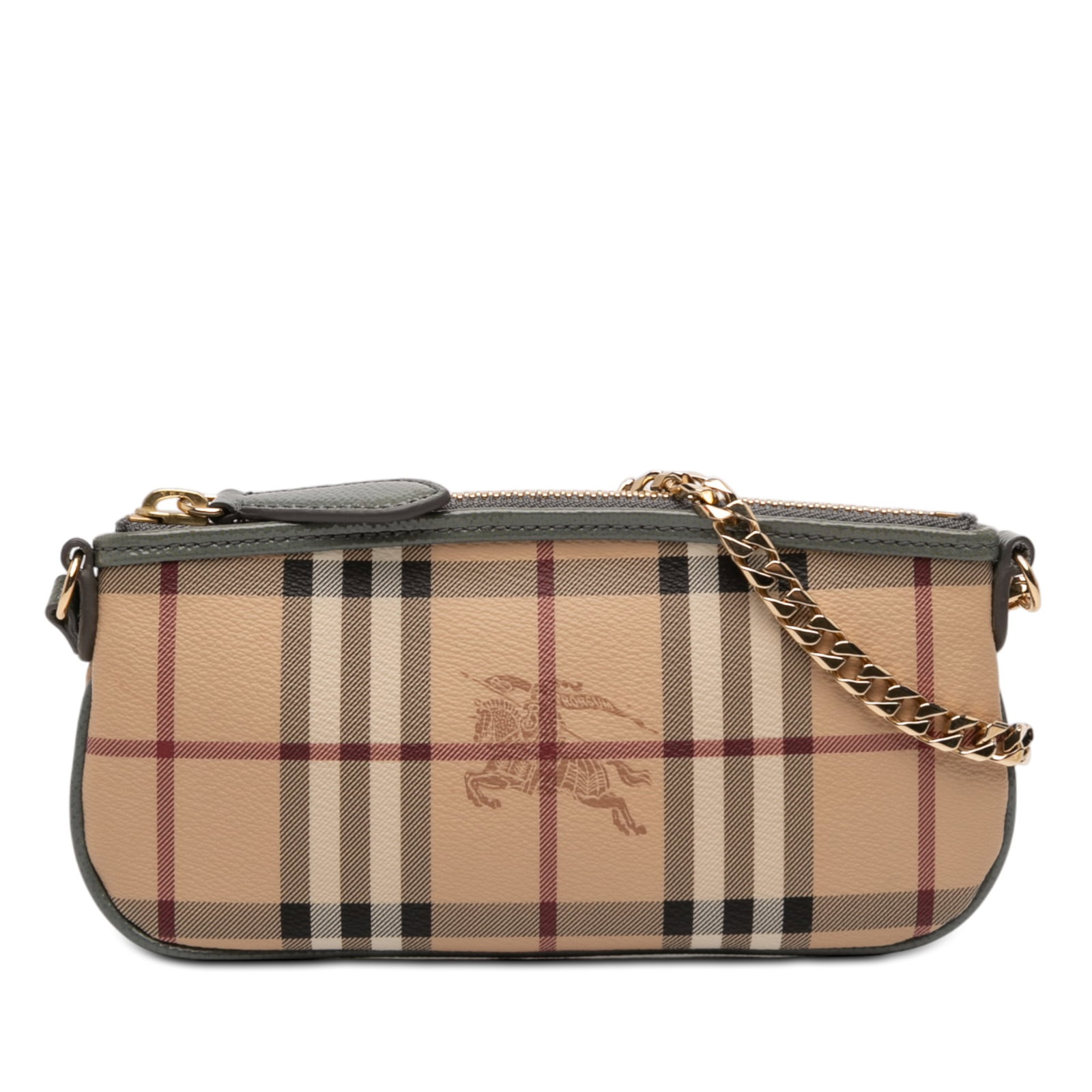 Clara Pochette Shoulder Bag in Haymarket Check Coated Canvas with Leather Trim: Clara Pochette Shoulder Bag in Haymarket Check Coated Canvas with Leather Trim This Burberry Clara Pochette features the iconic Haymarket check coated canvas with leather trim. The bag is designed wit