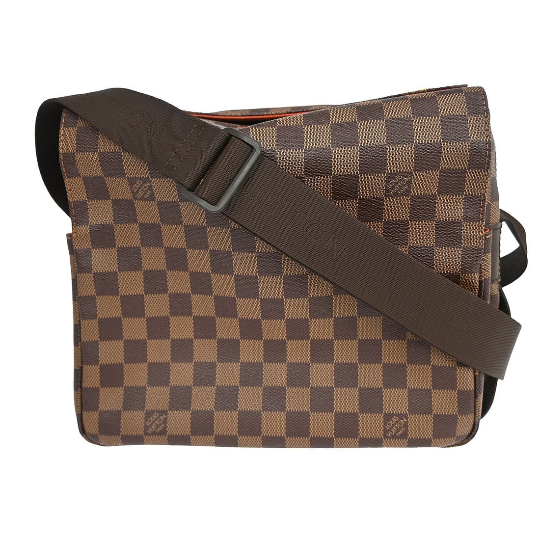 Louis Vuitton Naviglio Damier Canvas Shoulder Bag Brown Medium N45255: Louis Vuitton Naviglio Damier Canvas Shoulder Bag Brown Medium N45255 This Louis Vuitton Damier Naviglio shoulder bag features a checkered canvas exterior with a flap magnet closure and logo accents.