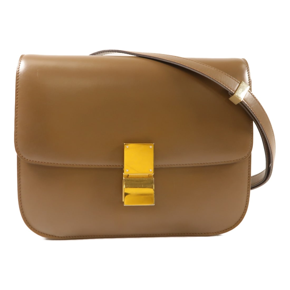 Celine Classic Box Brown Calfskin Shoulder Bag with Gold Hardware (1 of 15)