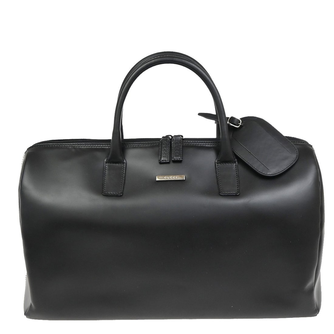 Black Leather Vintage Boston Bag by Gucci Unisex Italy 44cm (1 of 16)