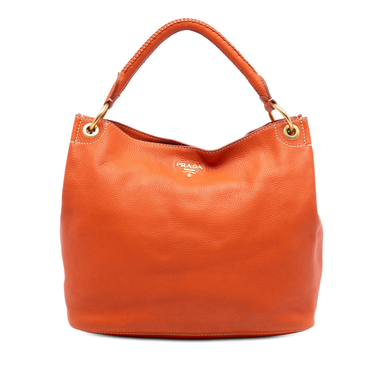 Prada Orange Leather Vitello Daino Hobo Shoulder Bag Italy (1 of 6)