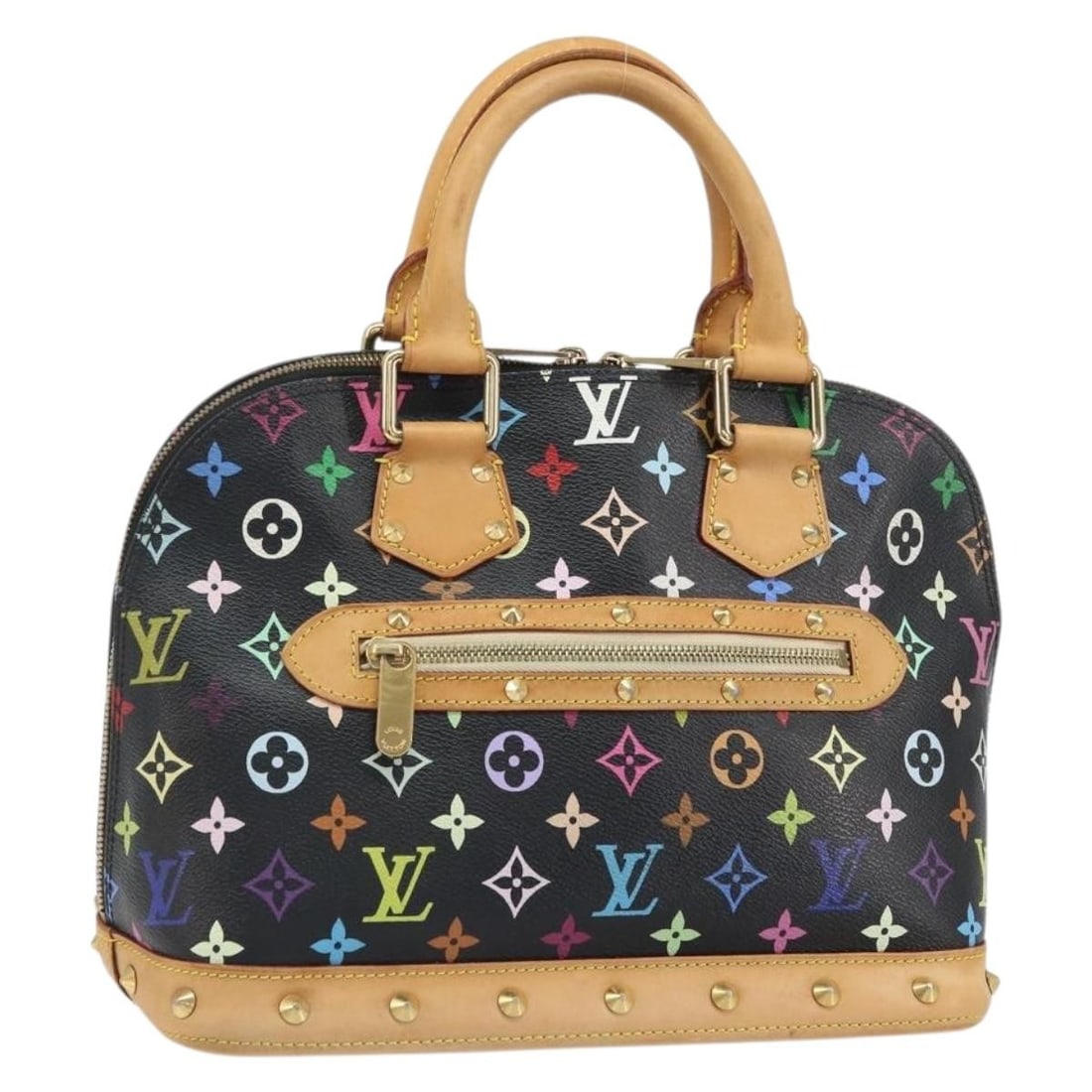Louis Vuitton Alma Multicolor Monogram Canvas Black Handbag M92646 with Dust Bag: Louis Vuitton Alma Multicolor Monogram Canvas Black Handbag M92646 with Dust Bag This Louis Vuitton Monogram Multicolor Alma hand bag features a black multicolor canvas exterior, designed for women. I