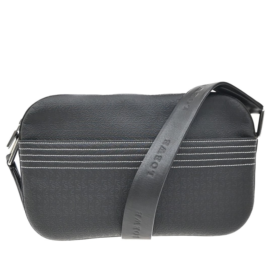 Black PVC Loewe Anagram Shoulder Bag 28cm by 18cm by 7cm (1 of 17)