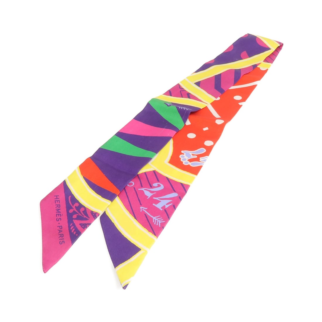 Hermes Silk Twilly Red Purple Multicolor Women's Scarf Made in France (1 of 11)