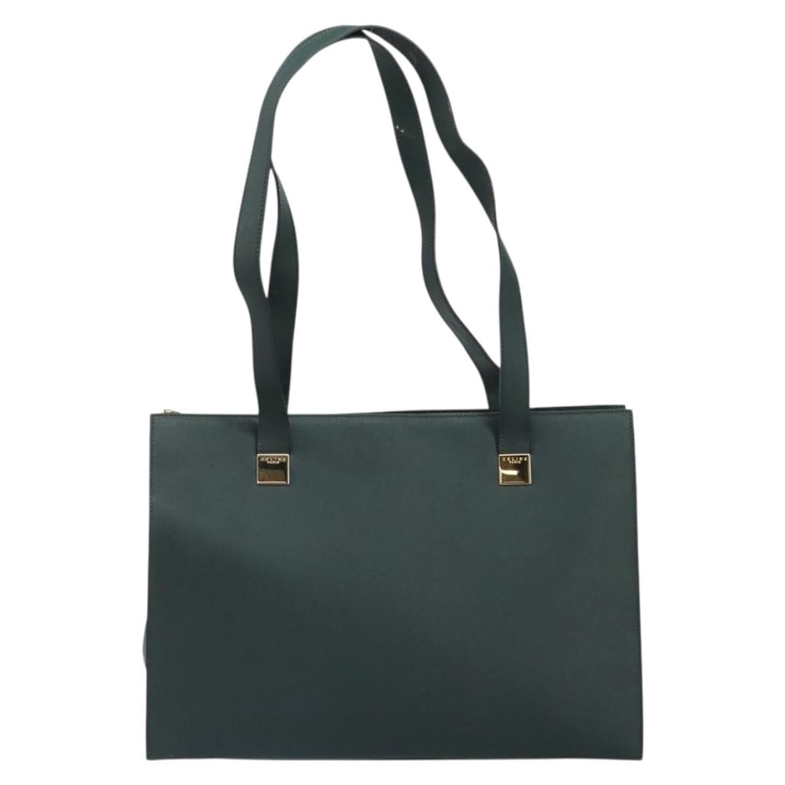 Green Leather Tote Bag by Celine 40cm x 29cm x 11cm: Green Leather Tote Bag by Celine 40cm x 29cm x 11cm This Celine tote bag for women features a green leather exterior crafted in Italy. It shows signs of use including surface deformation, rubbing, sli
