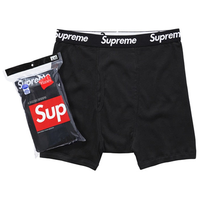 Set of 4 Medium Black Boxer Briefs by Supreme Hanes Collaboration (1 of 1)