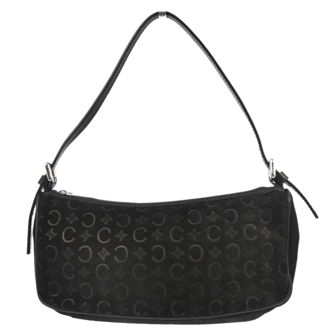 Celine Macadam Small Black Suede Shoulder Bag with Logo Accent (1 of 10)