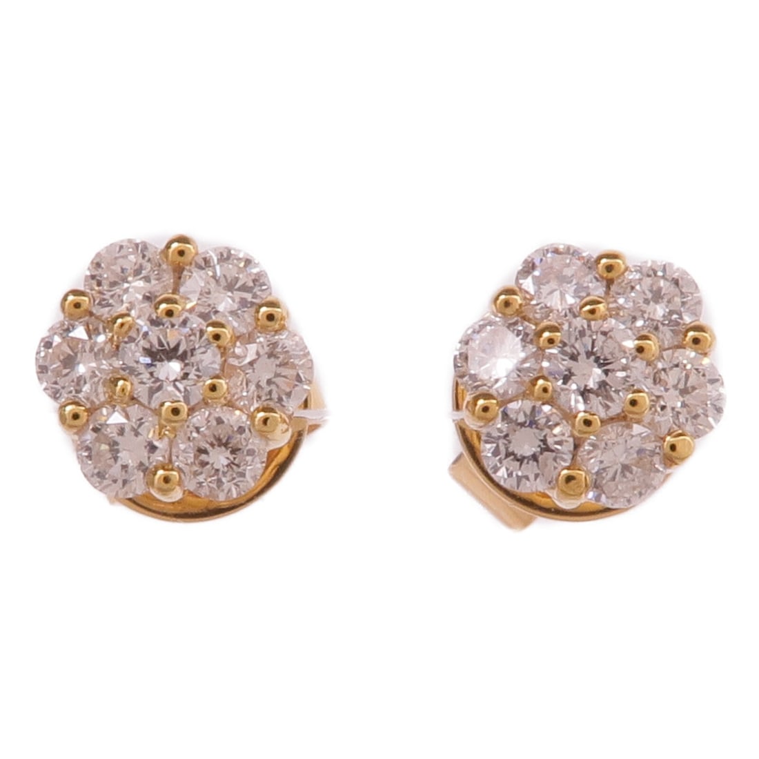 18K Yellow Gold Pierced Earrings with Diamond Stones: 18K Yellow Gold Pierced Earrings with Diamond Stones These pierced earrings are crafted from 18K yellow gold and feature clear diamonds as the main stones. Designed in a regular size type, they offer