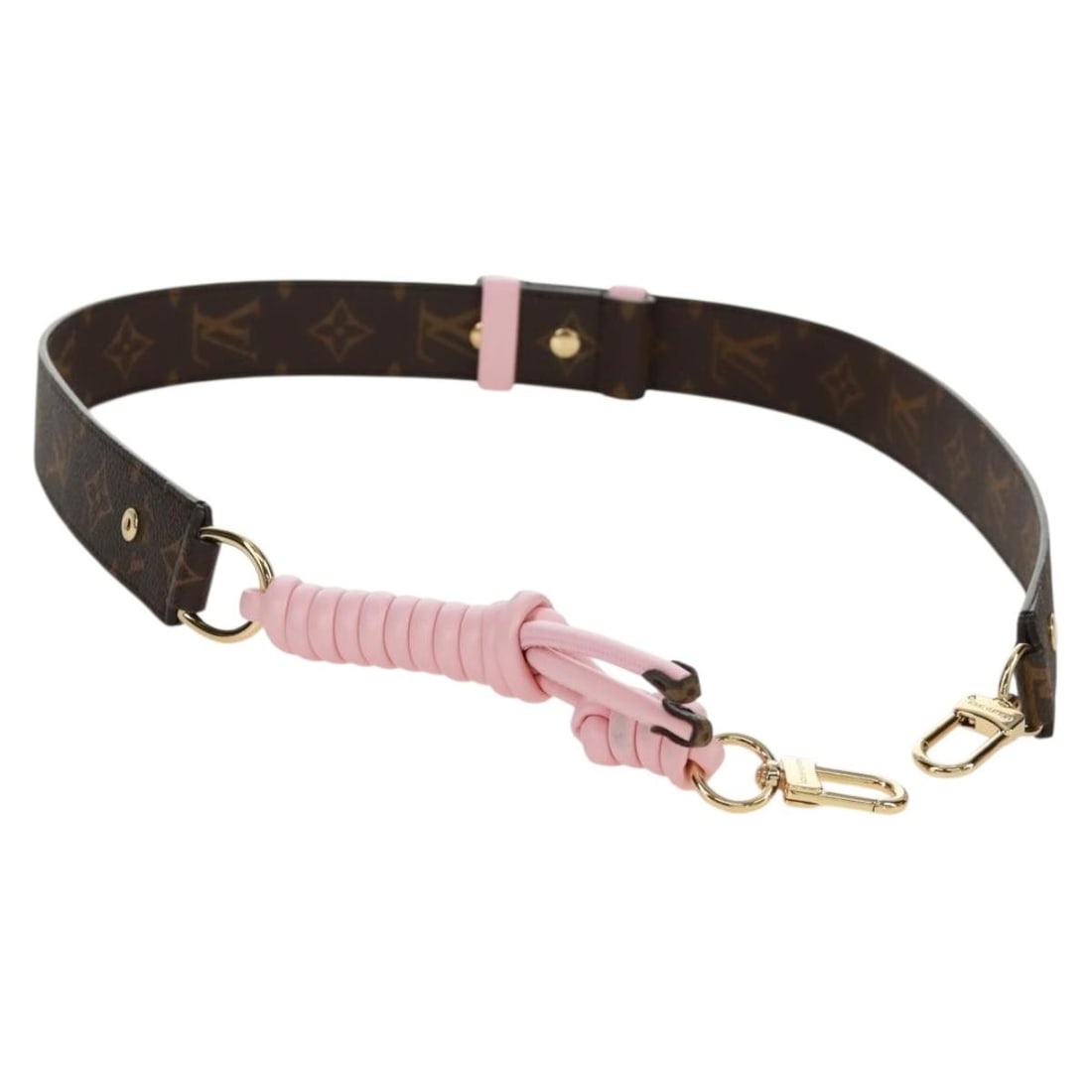 Rose Monogram Canvas Shoulder Strap M27146 with Knot by Louis Vuitton: Rose Monogram Canvas Shoulder Strap M27146 with Knot by Louis Vuitton This Louis Vuitton Monogram Knot shoulder strap is crafted from monogram canvas in a rose colorway. Designed for women, it feature