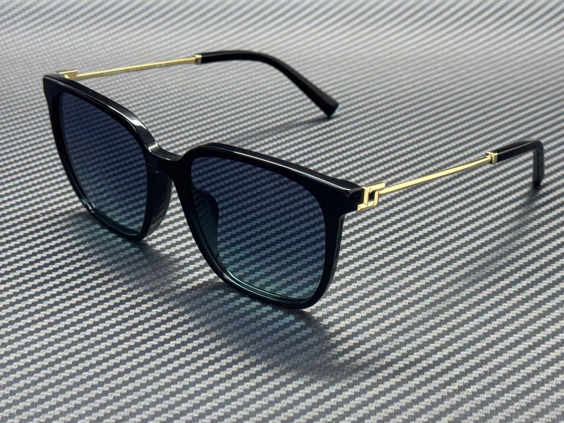 Tiffany TF4244D 80019S Black Azure Gradient 56mm Sunglasses with Box: Tiffany TF4244D 80019S Black Azure Gradient 56mm Sunglasses with Box Elevate your style with these Tiffany & Co. TF4244D 80019S sunglasses. Featuring a sleek black frame and stunning azure gradient le