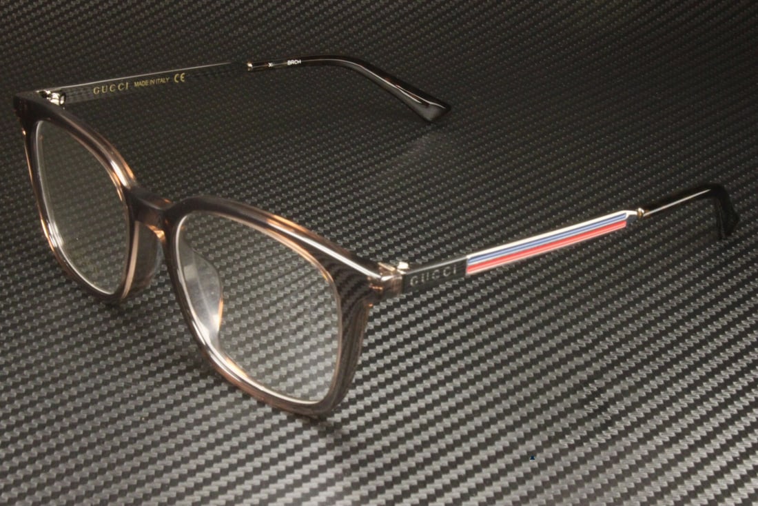 GUCCI GG0831OA 003 Ruthenium Square Men's Eyeglasses 52mm Acetate (1 of 5)