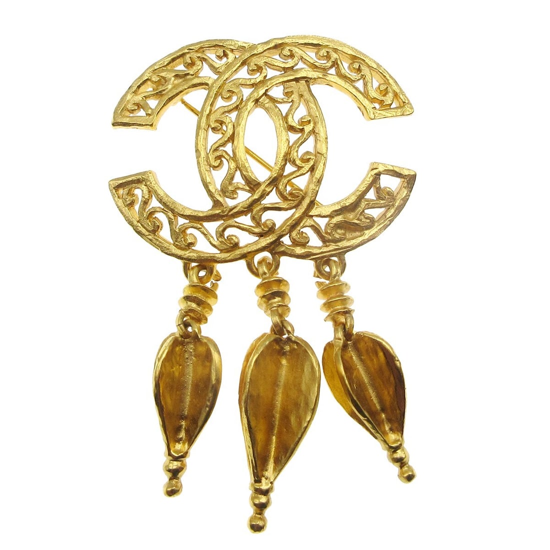 Chanel 95A Gold-tone Fringe Brooch Pin (1 of 4)