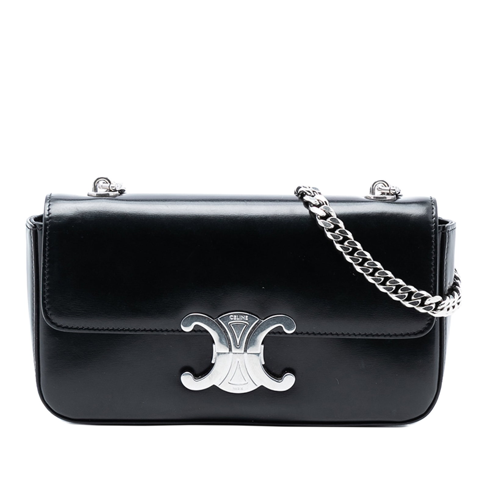Celine Triomphe Black Leather Chain Shoulder Bag (1 of 6)