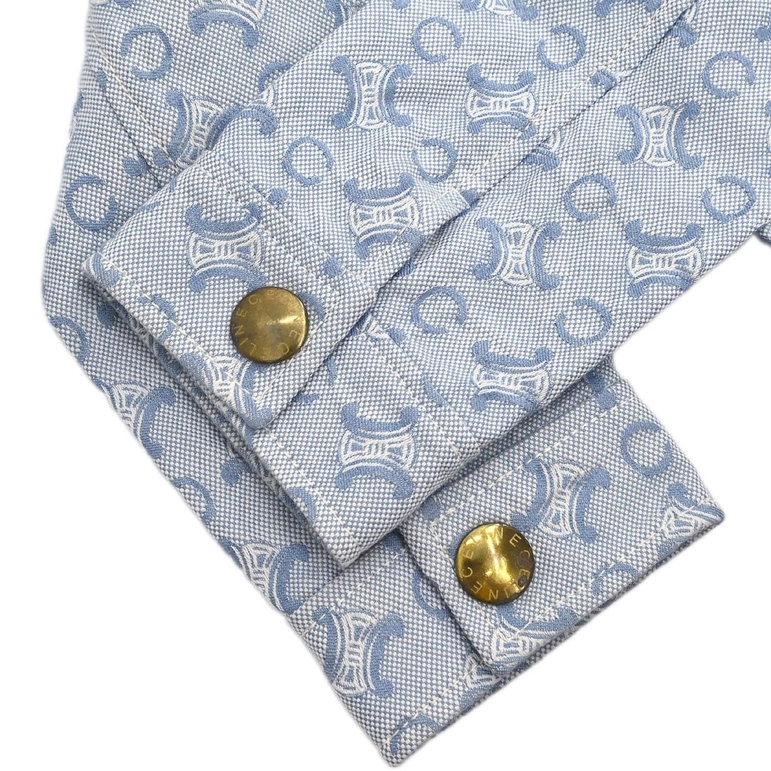 Celine Macadam Pattern Light Blue Cotton Zip Jacket Size 38 - 4