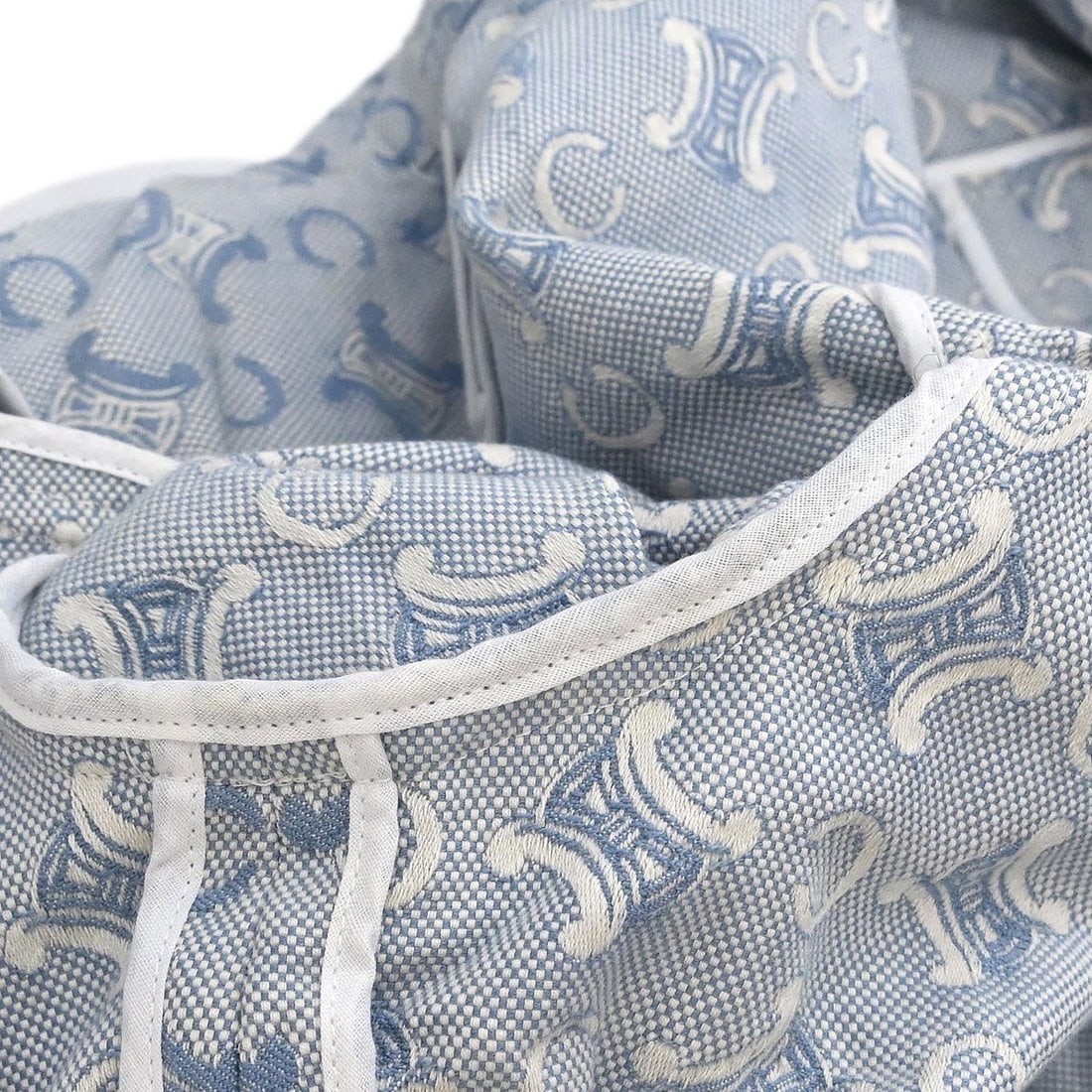 Celine Macadam Pattern Light Blue Cotton Zip Jacket Size 38 - 8