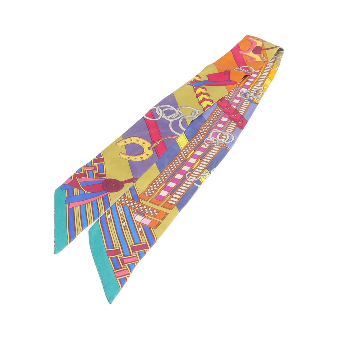 Hermes Silk Twilly Orange and Purple Patterned Women's Scarf (1 of 7)