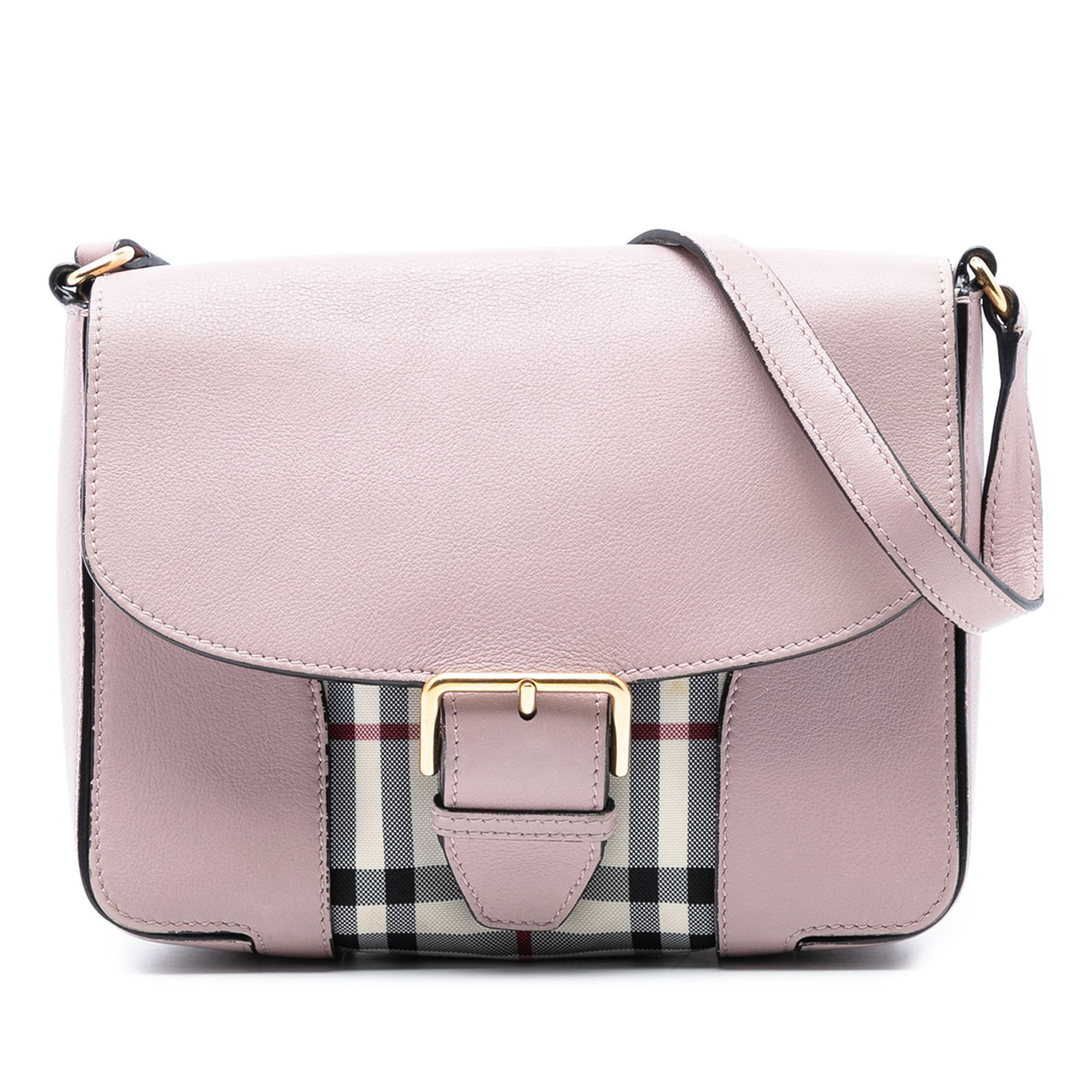 Burberry Small Haymarket Check Leather Dickens Crossbody Bag Pink (1 of 7)