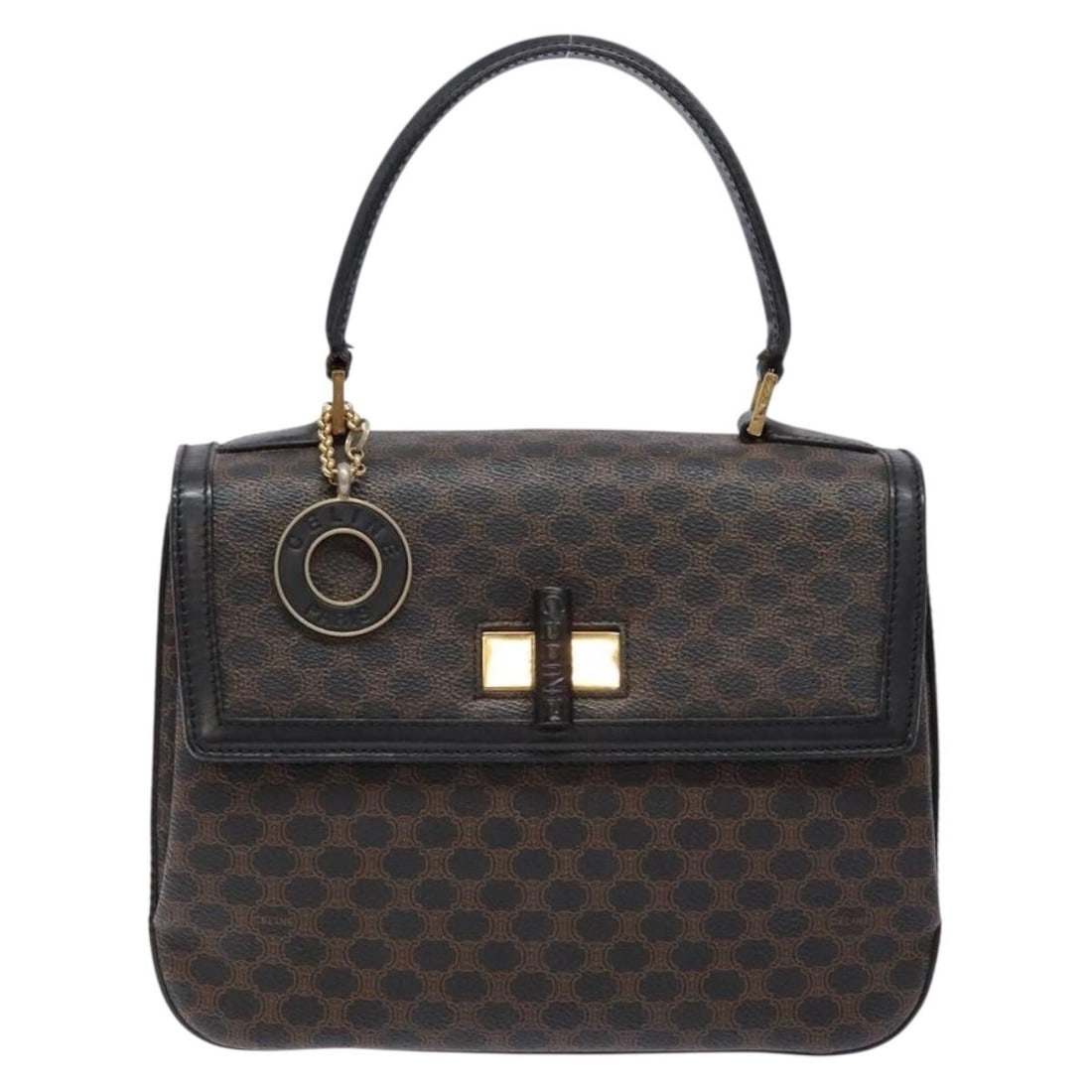 Celine Macadam Black Vintage Convertible Canvas Top Handle Bag: Celine Macadam Black Vintage Convertible Canvas Top Handle Bag This Celine vintage convertible top handle bag is crafted from black coated canvas featuring the iconic Macadam pattern. Designed for wom